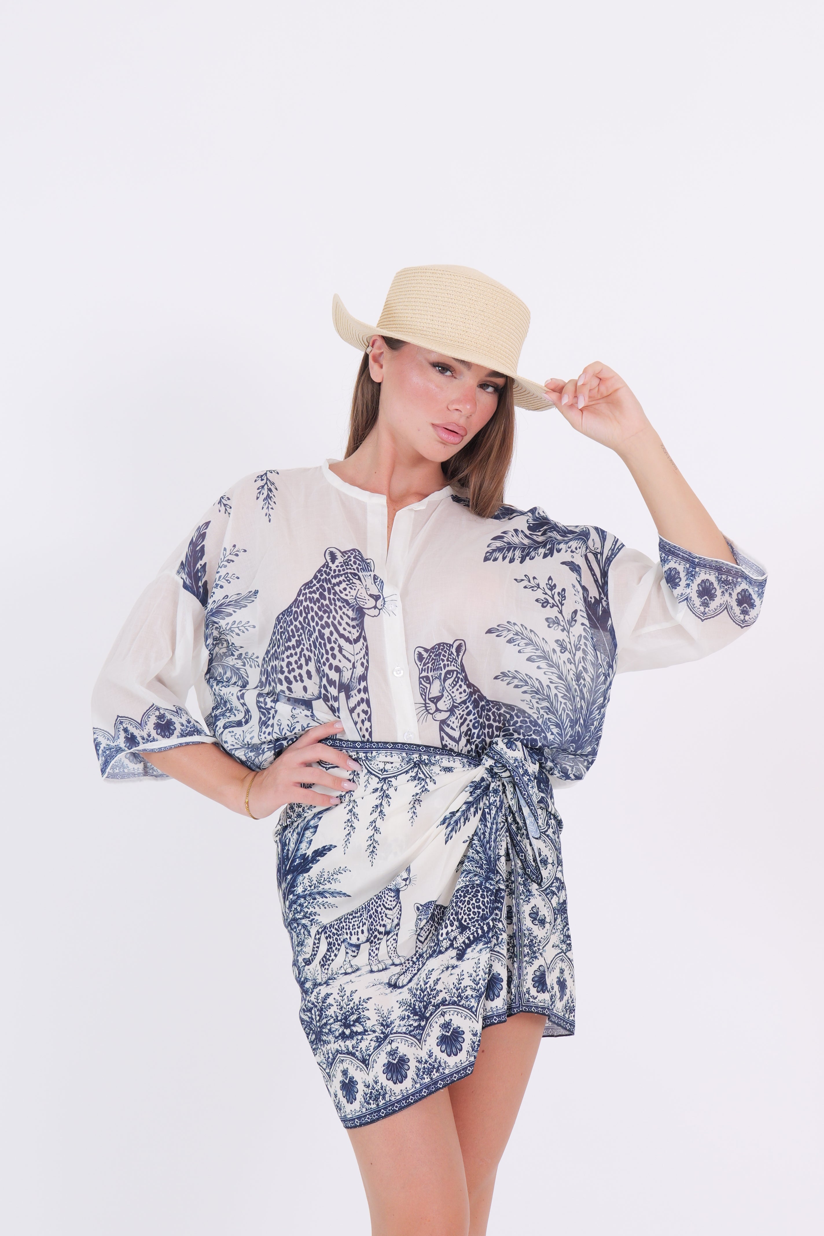 CAMICIA LEOPARDI BLU