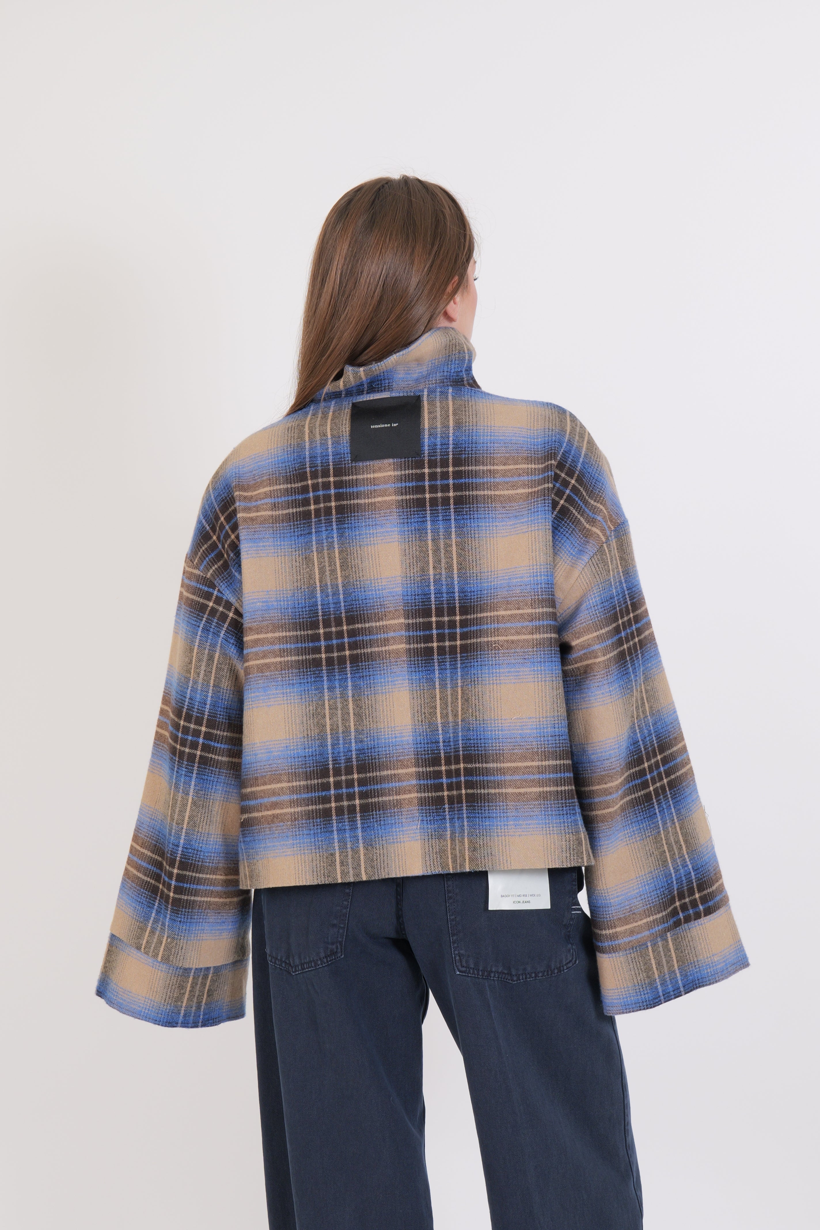 GIACCA QUADRO AZZURRO/MORO