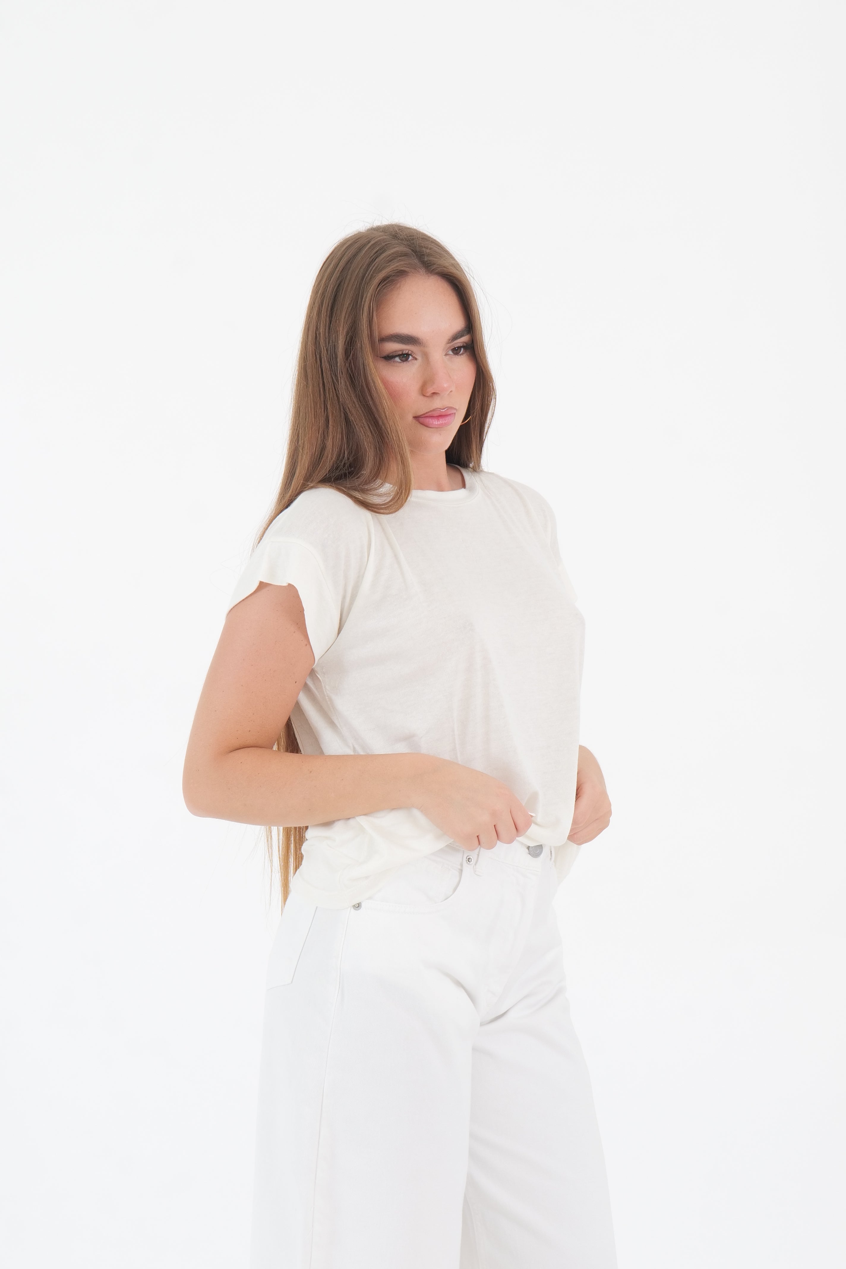 SHIRT MISTO LINO BIANCA