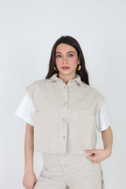 GILET DENIM TECLA SABBIA