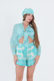 CAMICIA MUSSOLA LINES TURCHESE
