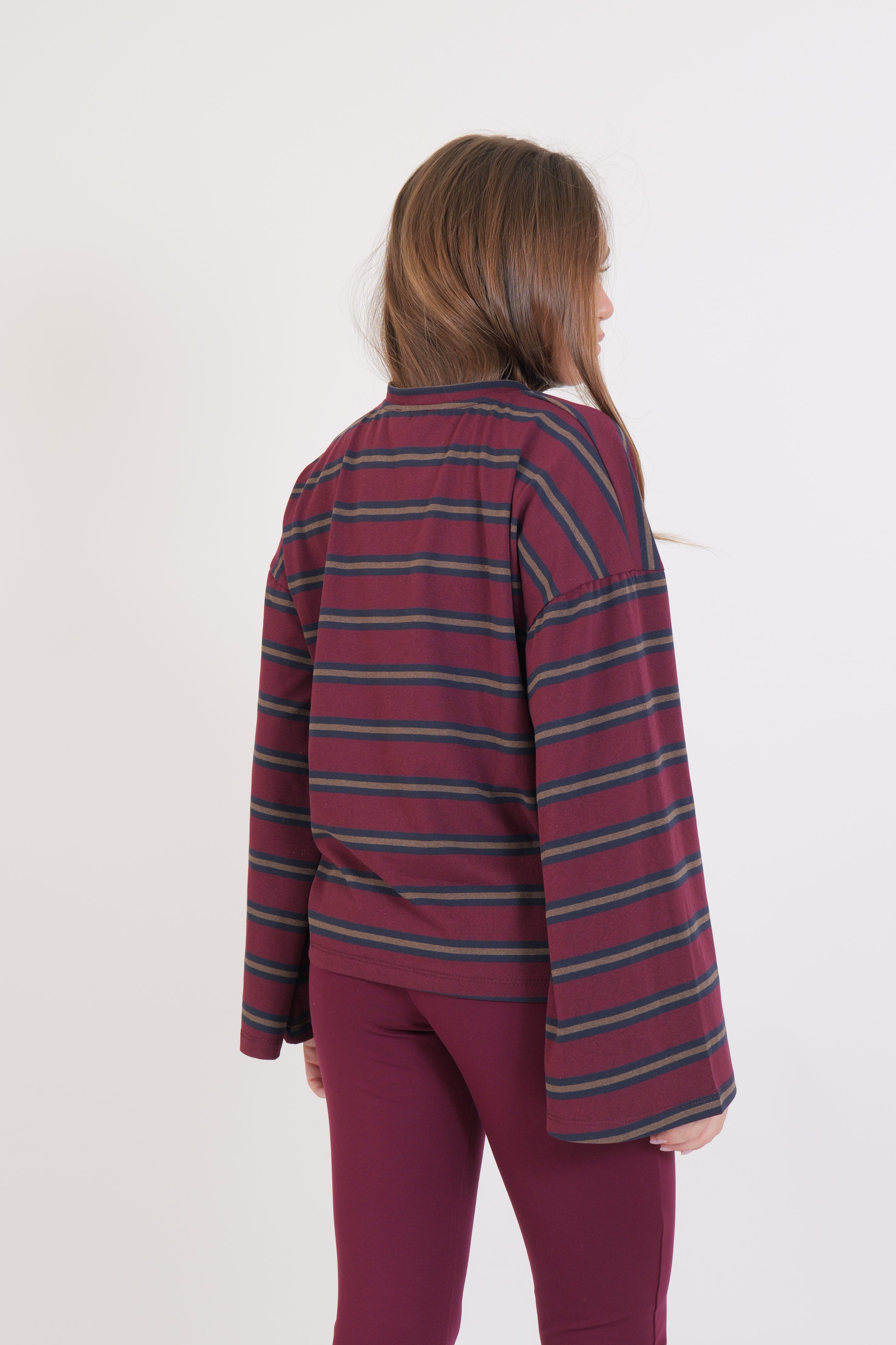 MAGLIA RIGHE BORDEAUX/BLU/MORO