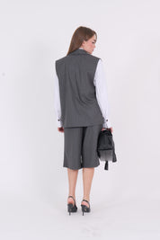 GILET LUNGO ANTRACITE GESSATO