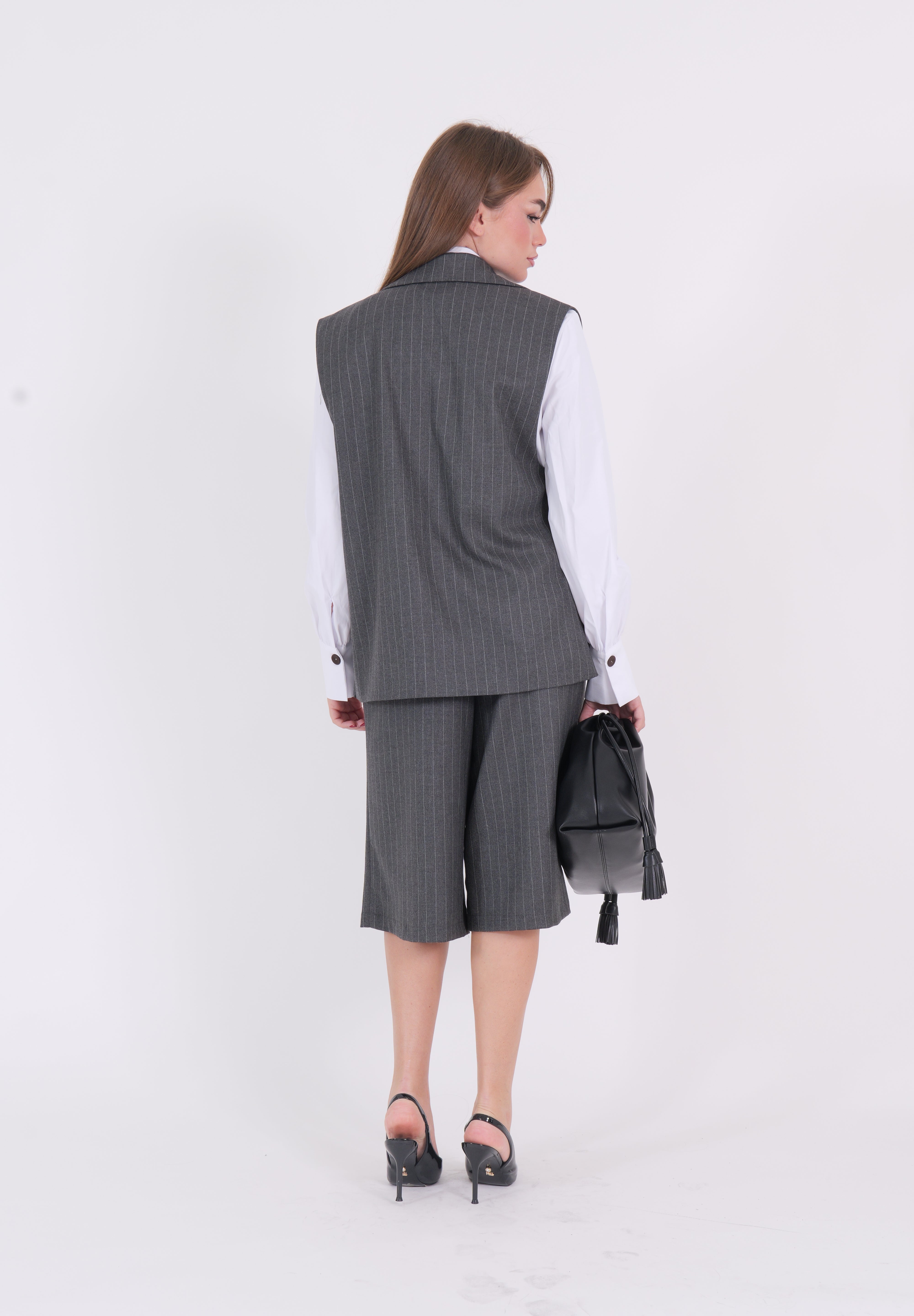 GILET LUNGO ANTRACITE GESSATO