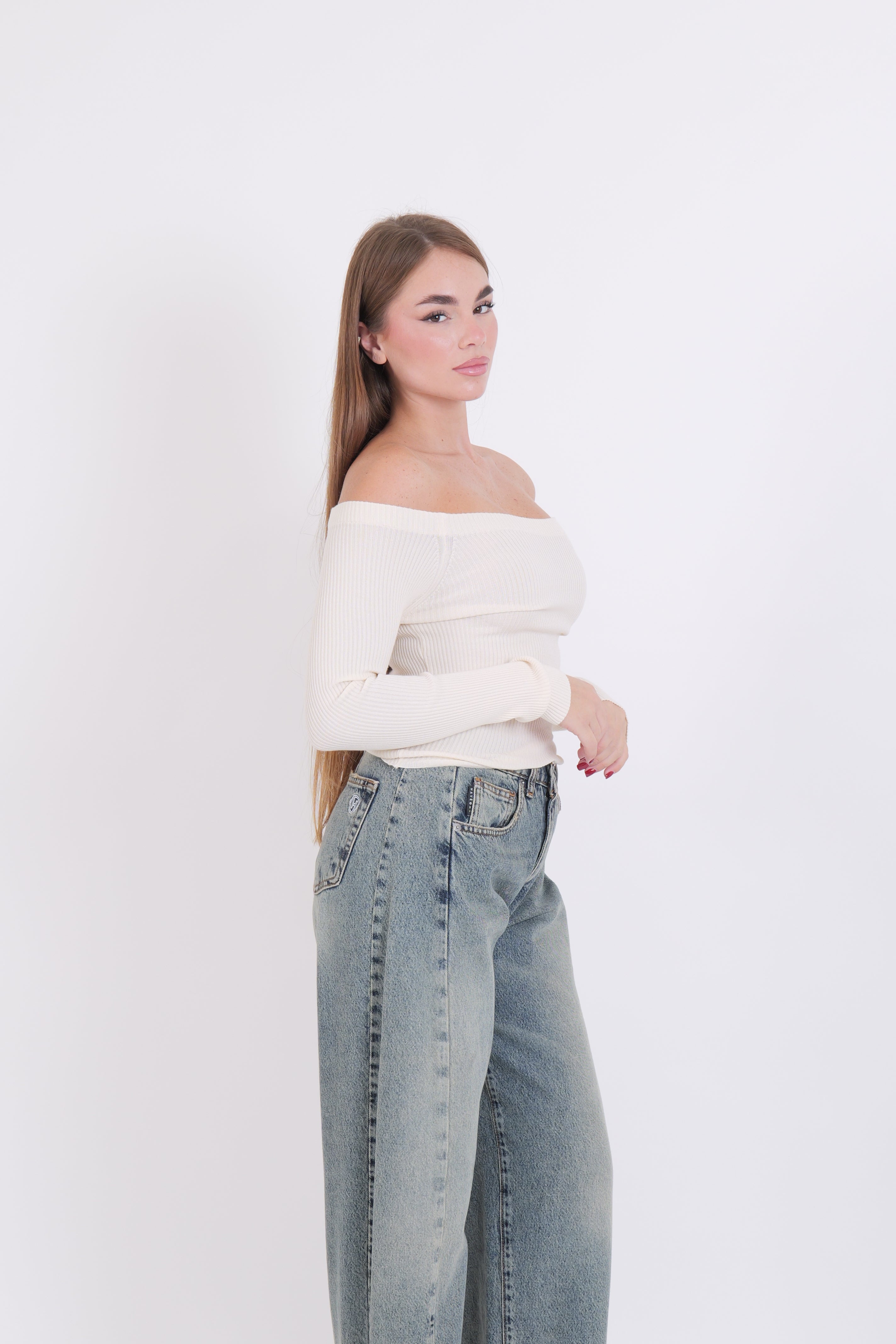 MAGLIA BALI COSTINA BURRO