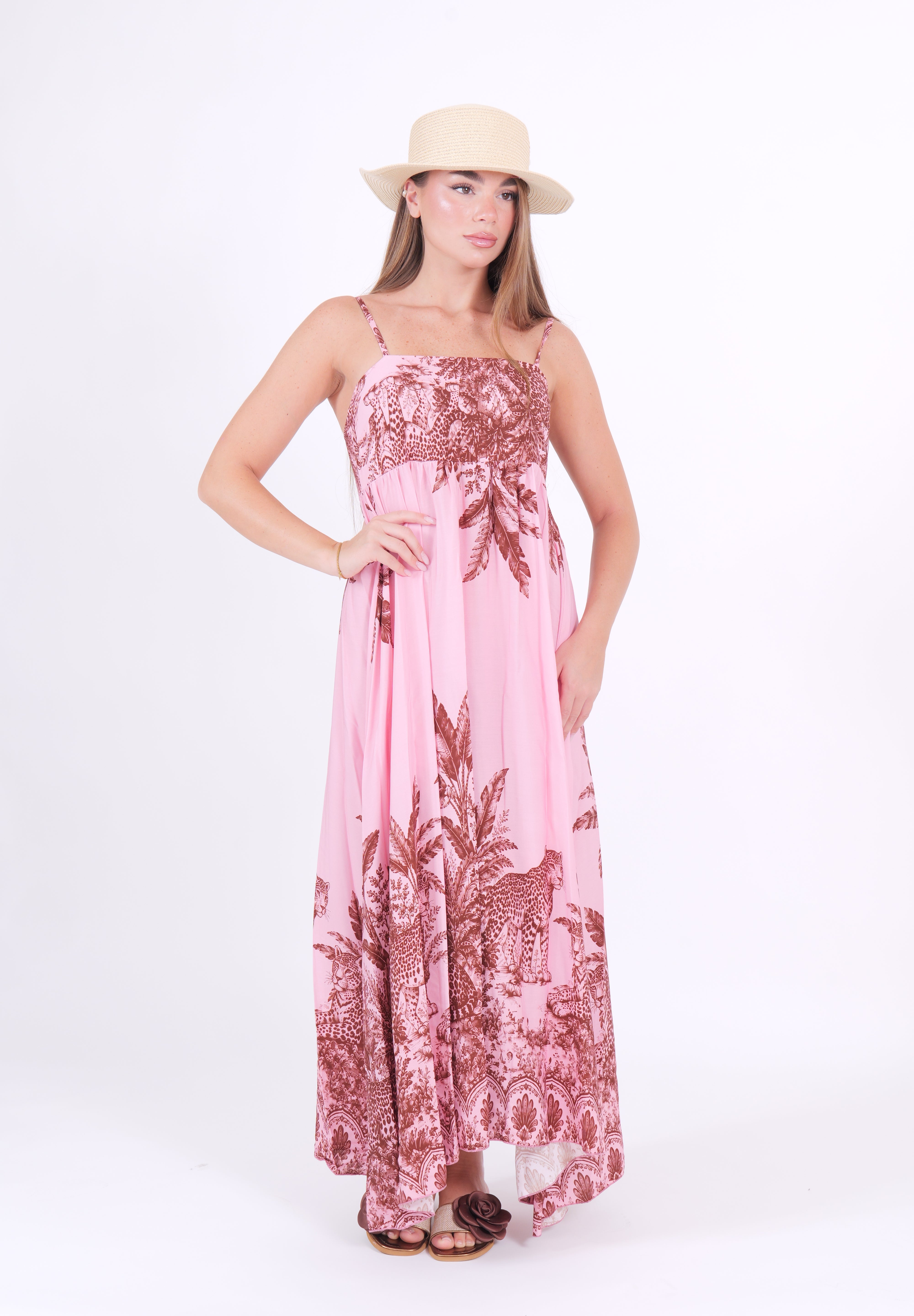 ABITO LEOPARD ROSA/MORO