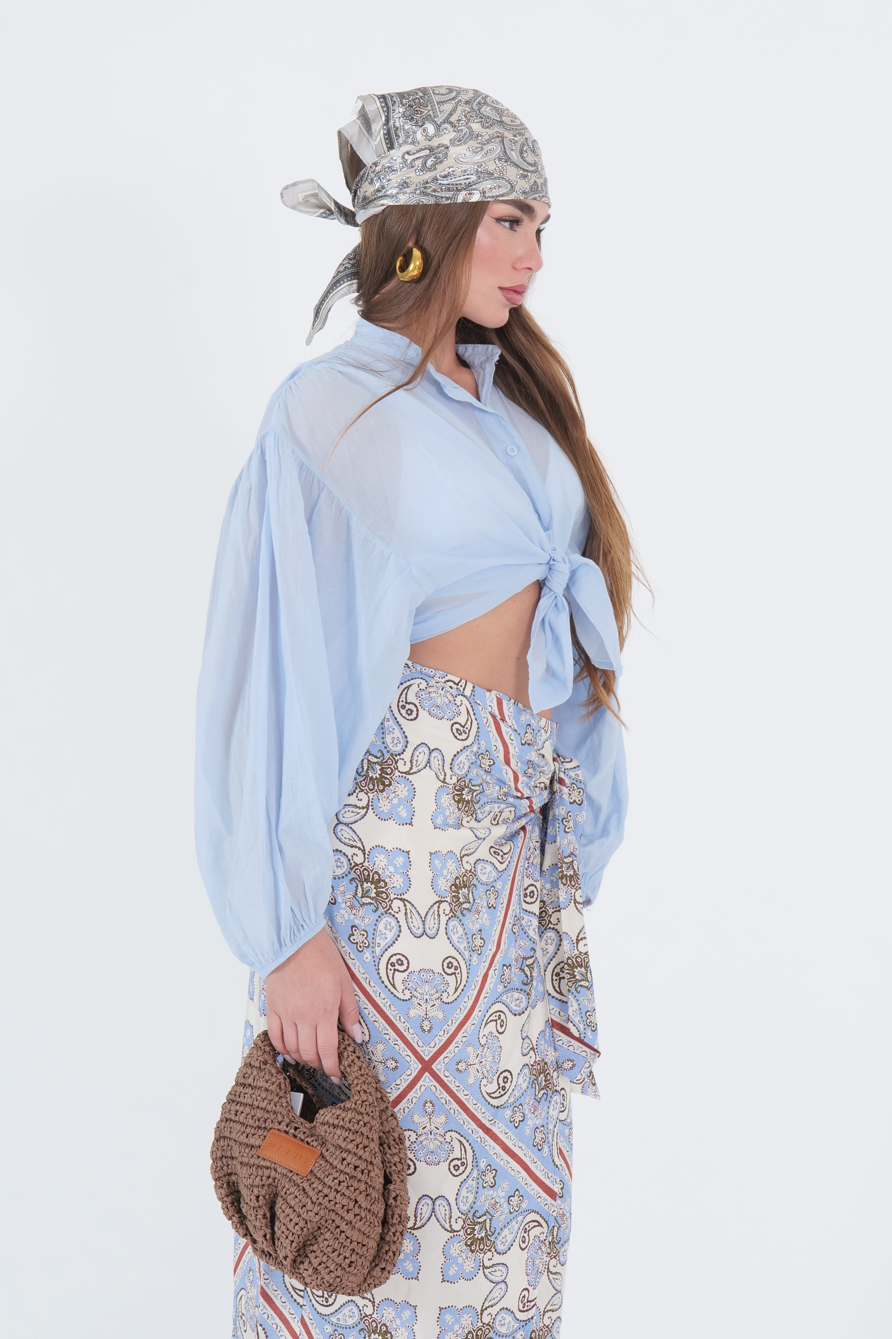 CAMICIA MUSSOLA AZZURRA