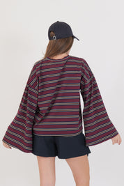 T-SHIRT LINES BORDEAUX/BLU/MORO