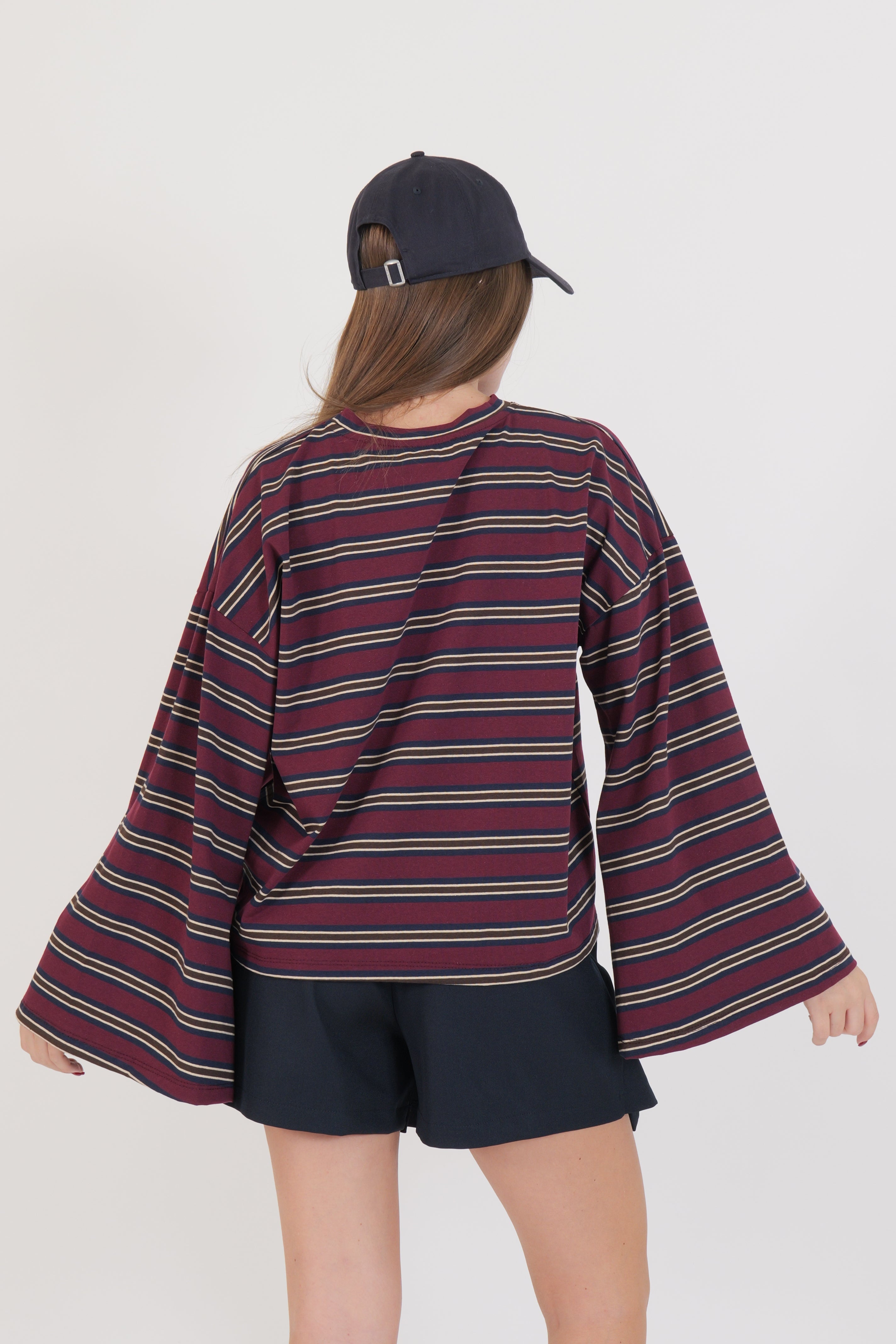 T-SHIRT LINES BORDEAUX/BLU/MORO