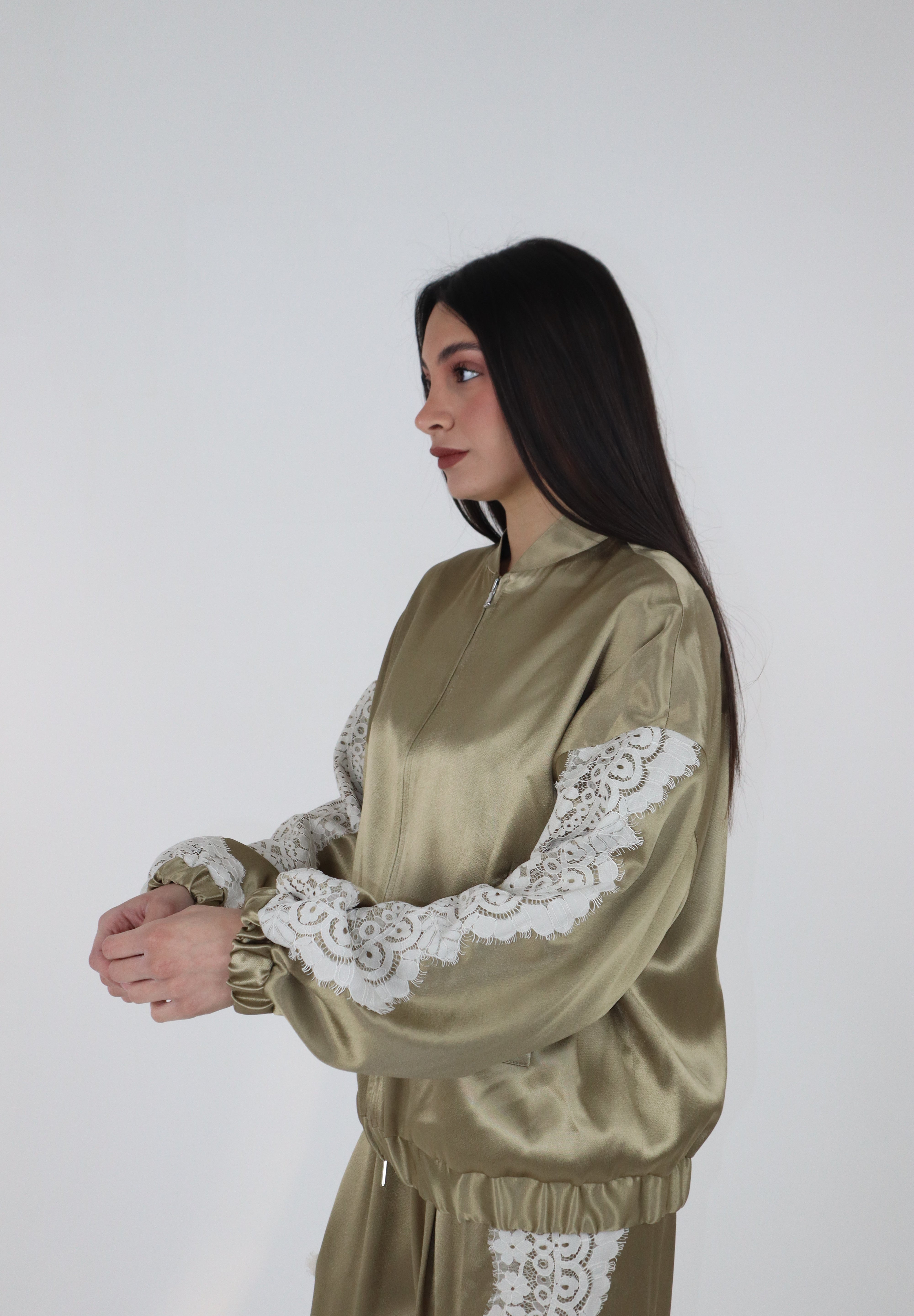 BOMBER JACKETN SATIN SALVIA