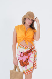 CAMICIA SMANICATA MUSSOLA MANDARINO