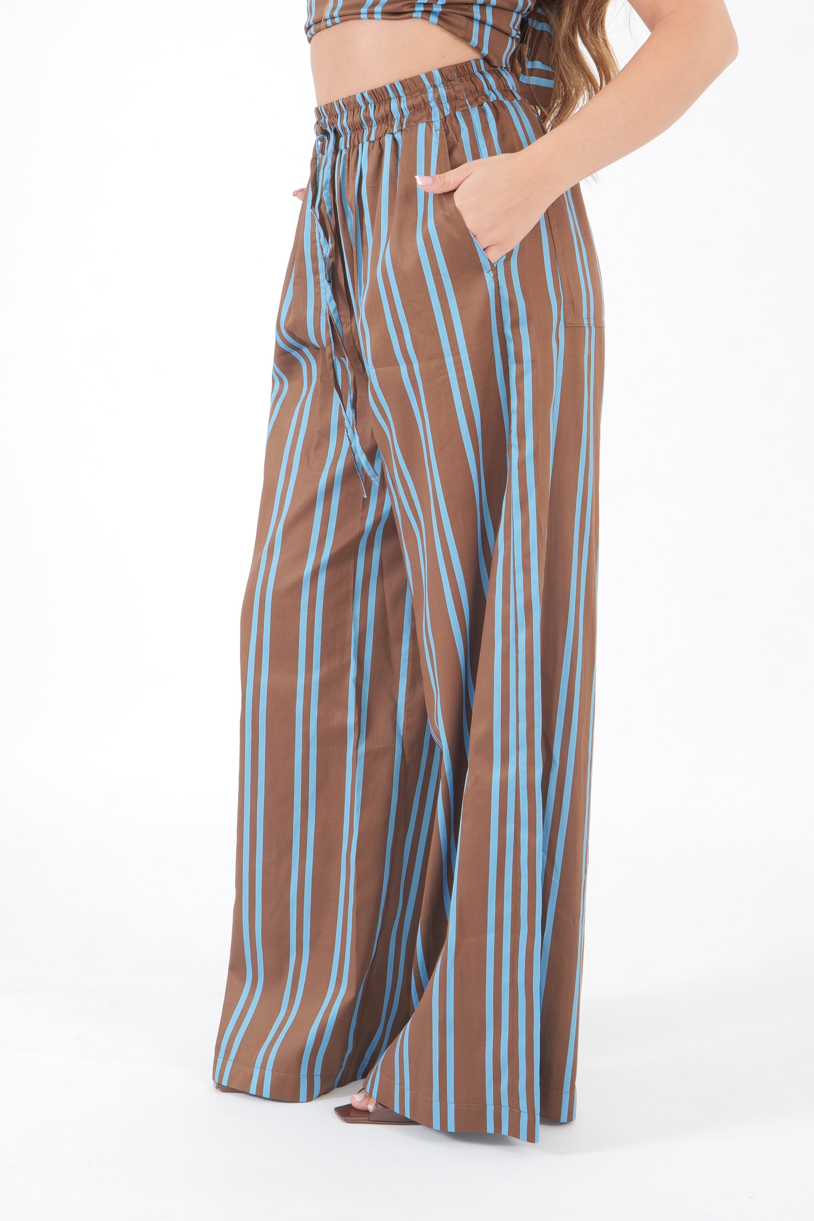 PANTALONE GESS TABACCO/TURCHESE