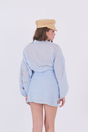 CAMICIA RICAMO CELESTE