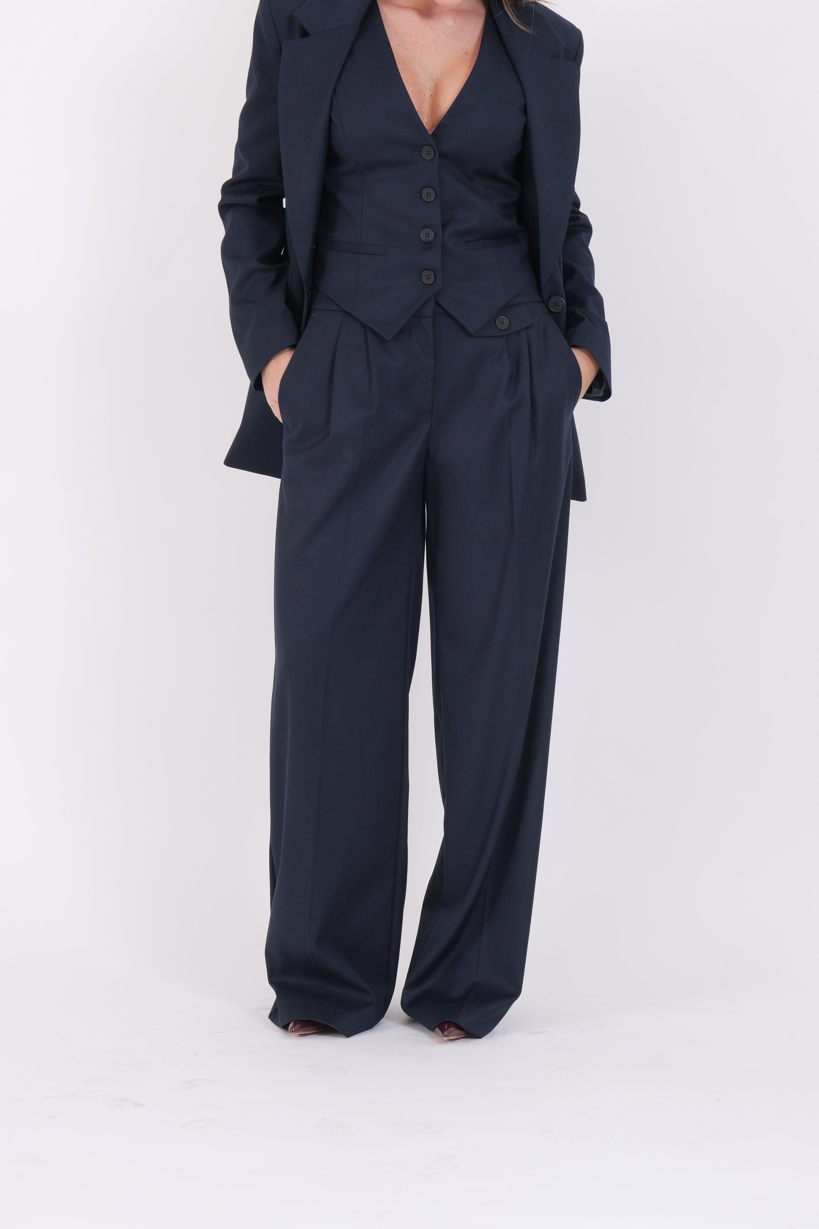 PANTALONE PINCES BLU
