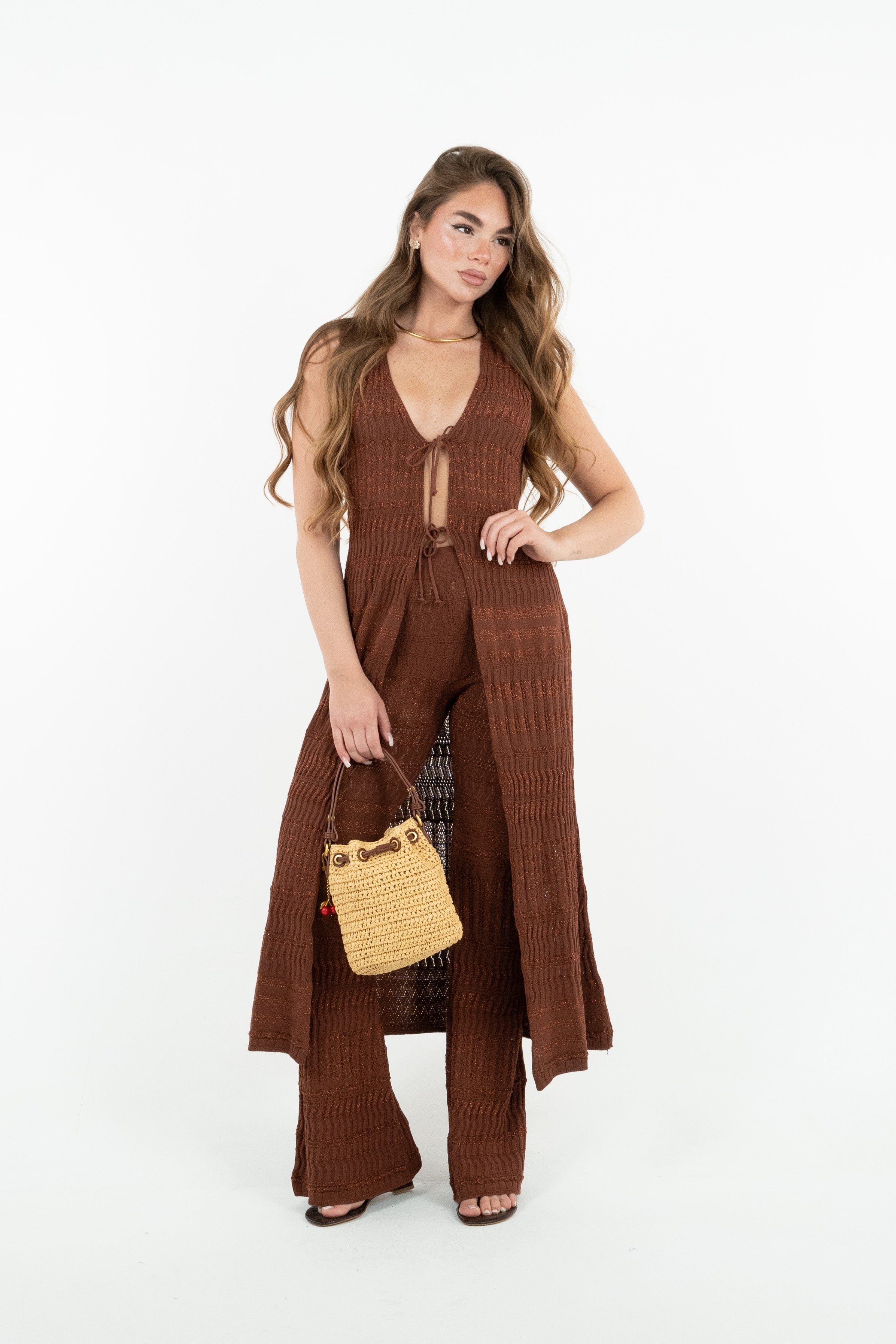 PANTALONE LUREX LACE MORO
