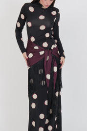 PAREO NERO/BIANCO CON FRANGE