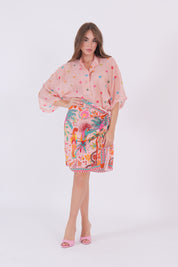 GONNA CORTA FOULARD ROSA