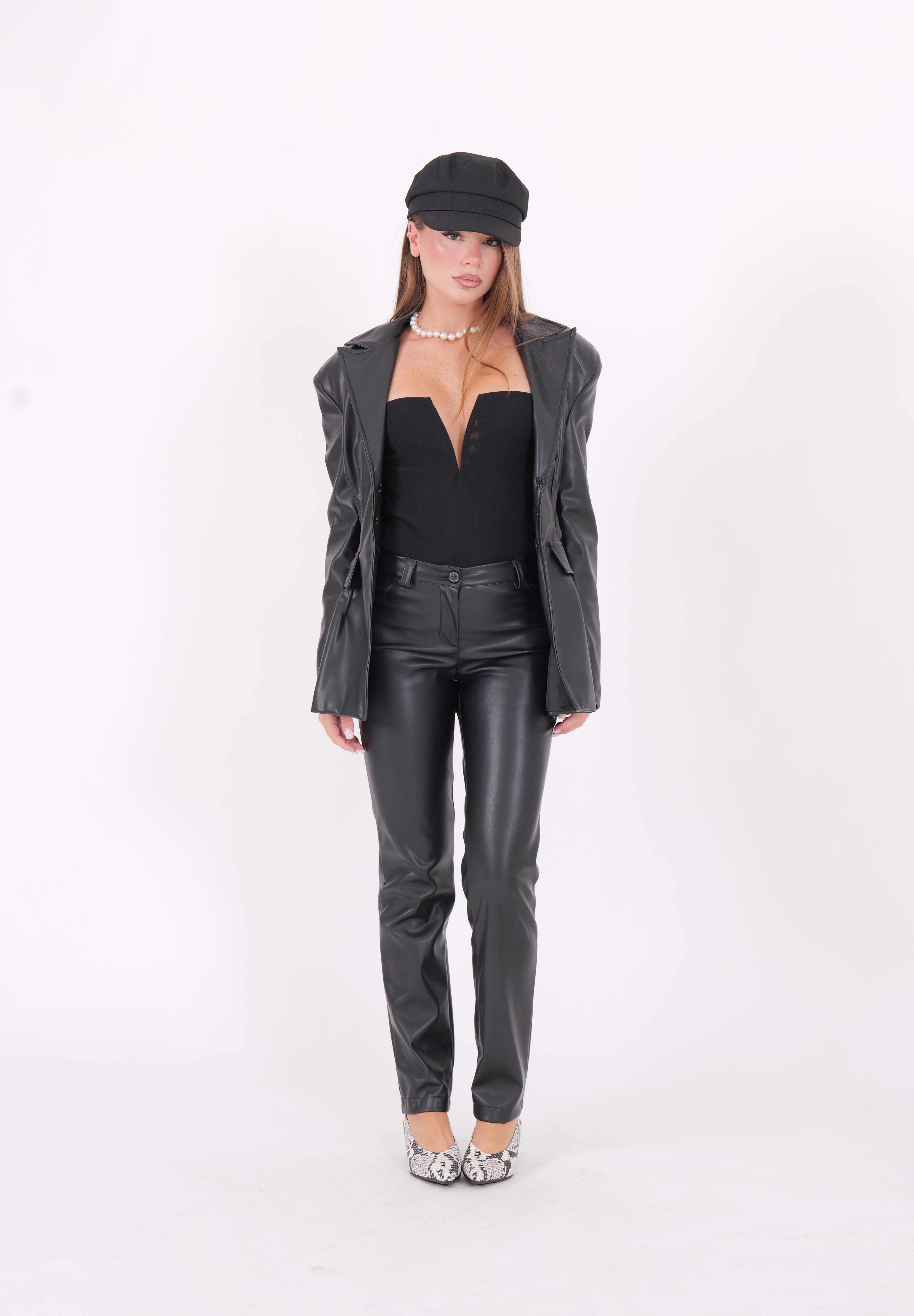 PANTALONE ECOPELLE NERO