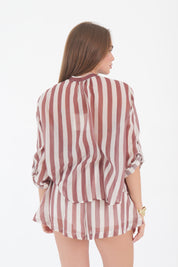 CAMICIA PANNA/CUOIO
