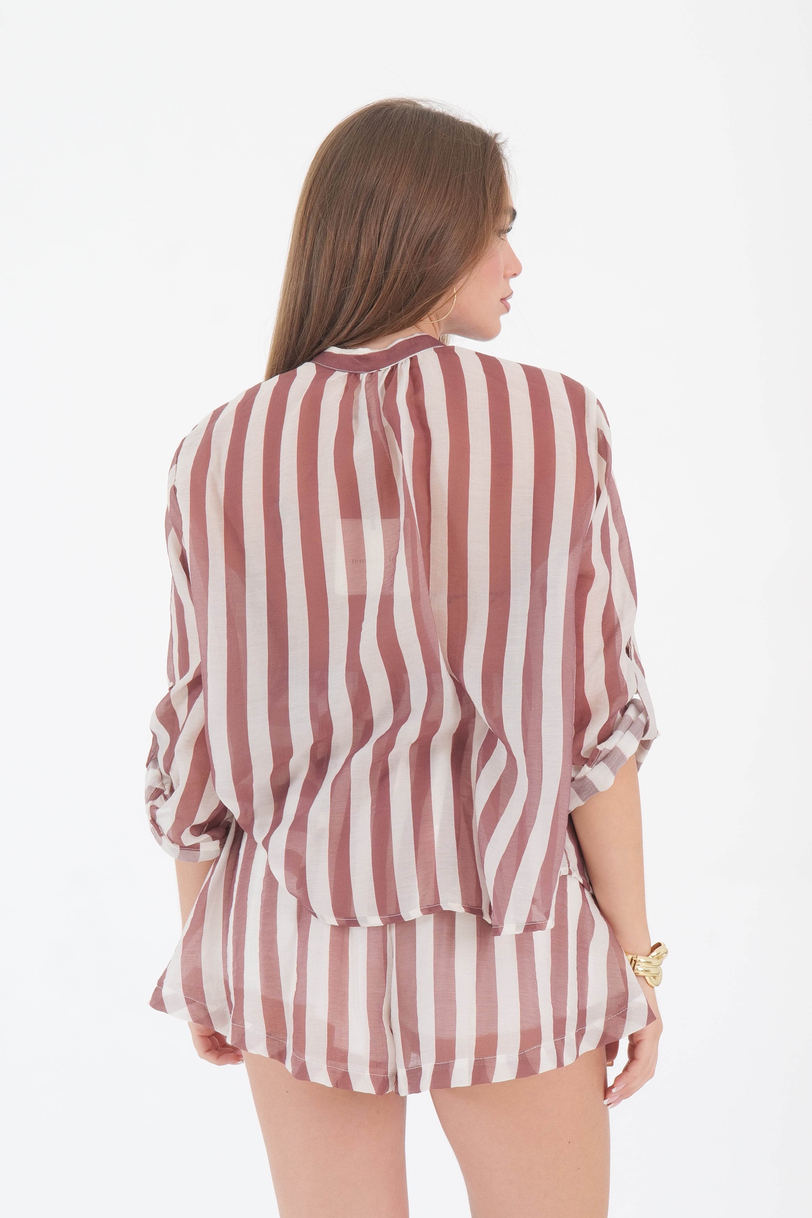 CAMICIA PANNA/CUOIO