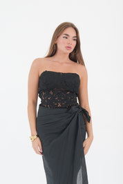 TOP CORSETTO ROSE NERO