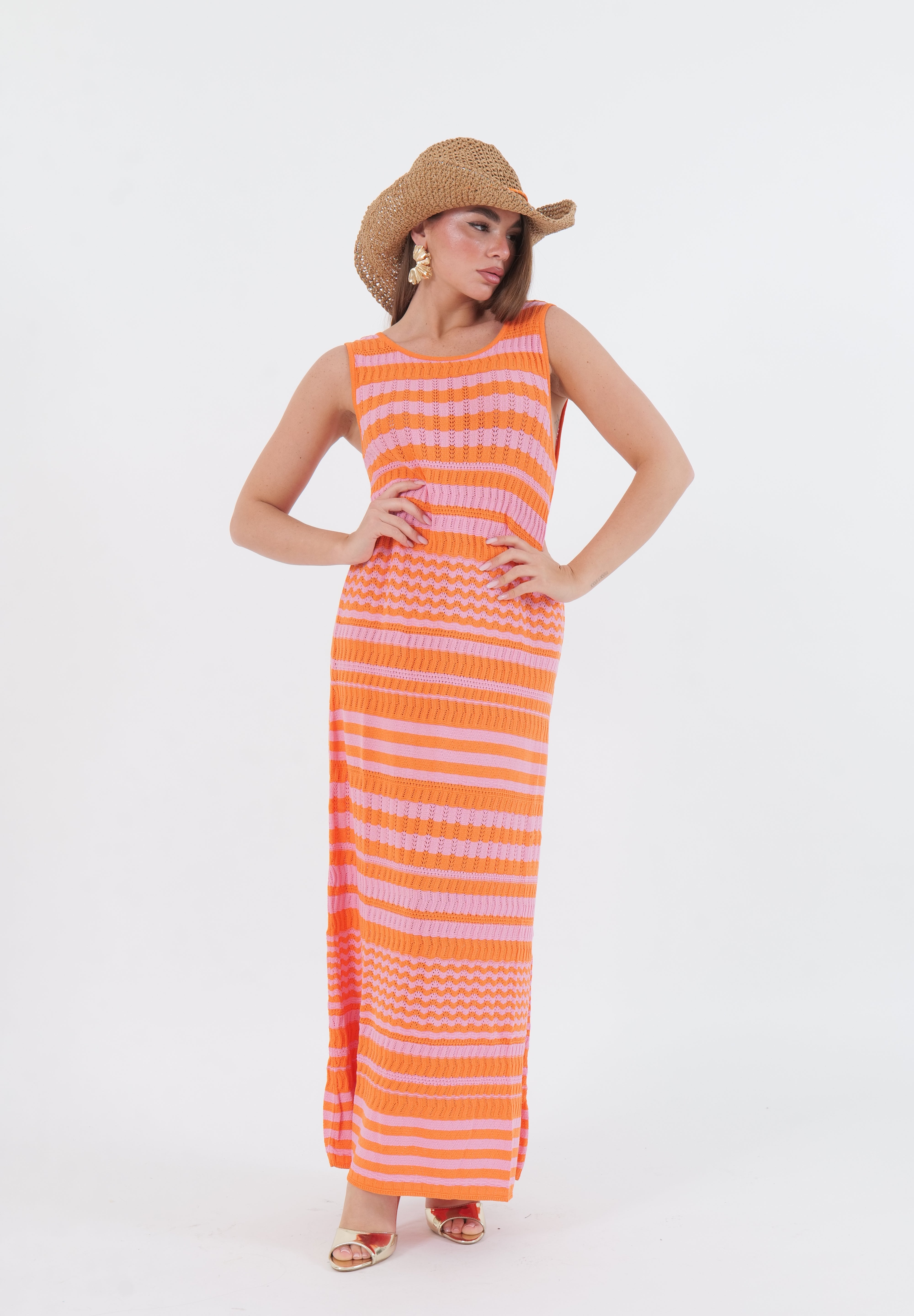 ABITO LACE ROSA E ARANCIO