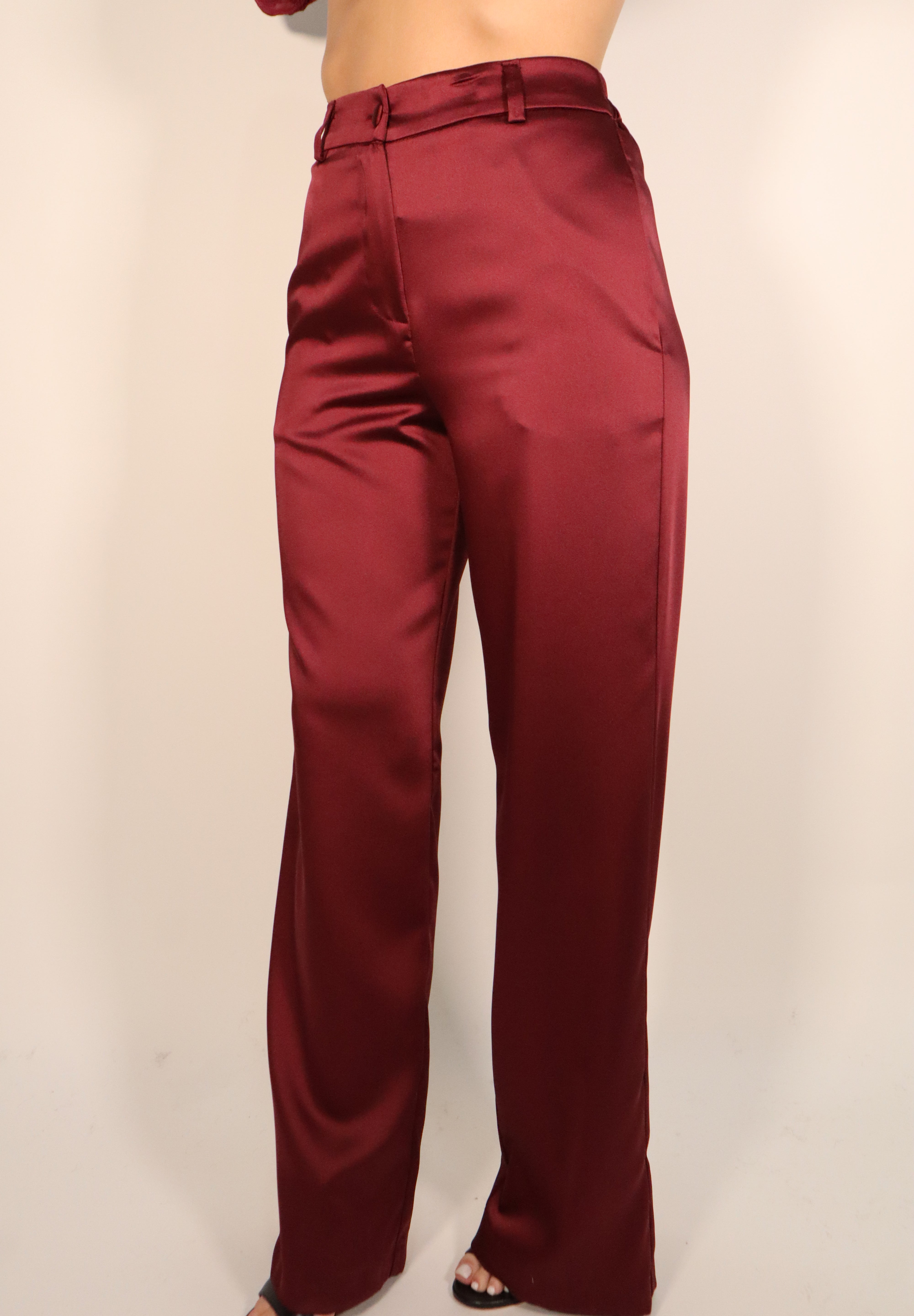 PANTALONE SATIN VINO