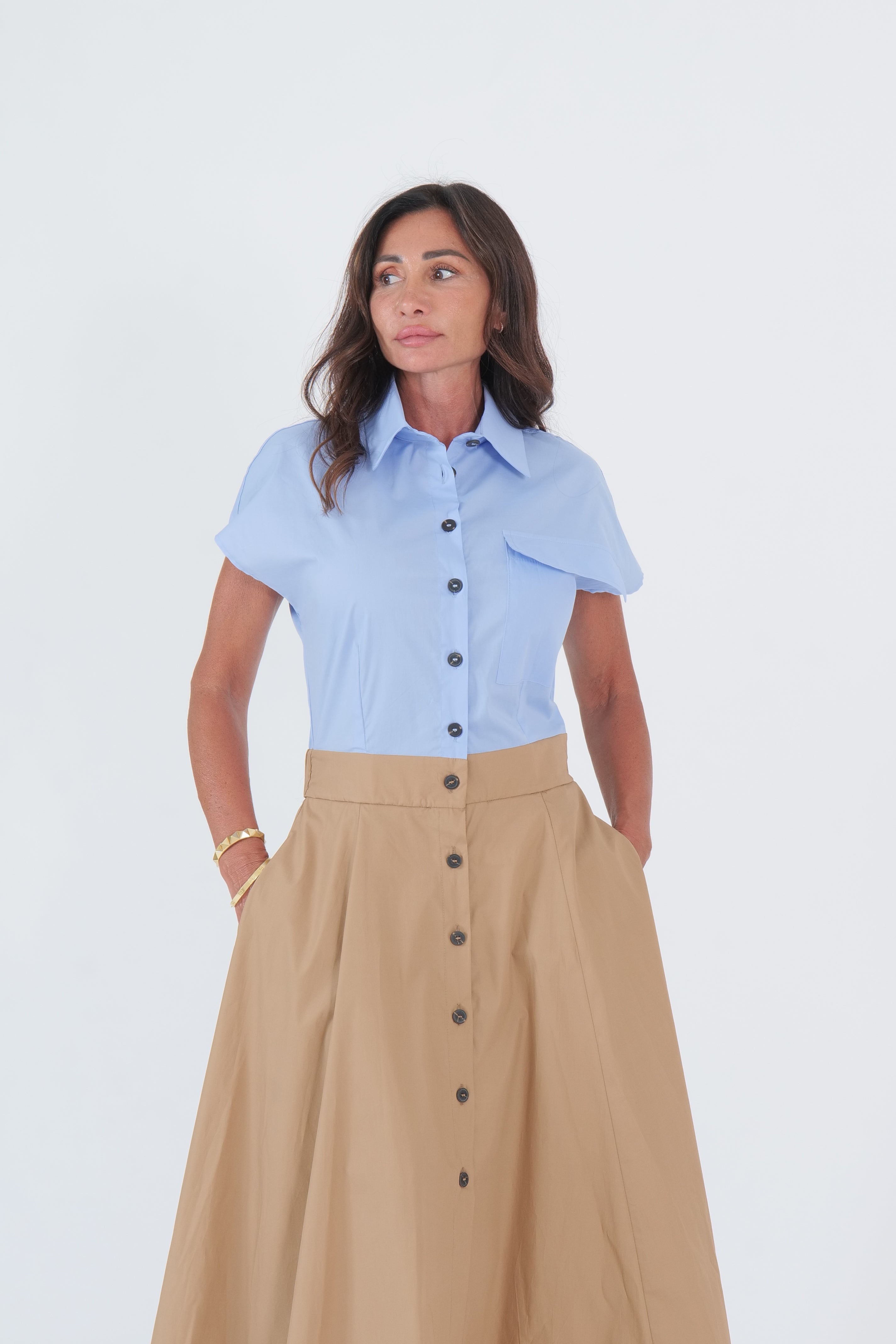 ABITO CAMICIA BLUE CAMEL