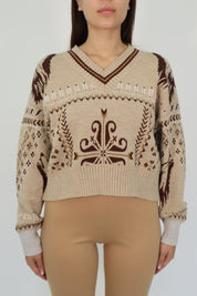 JACQUARD V-NECK SWEATER