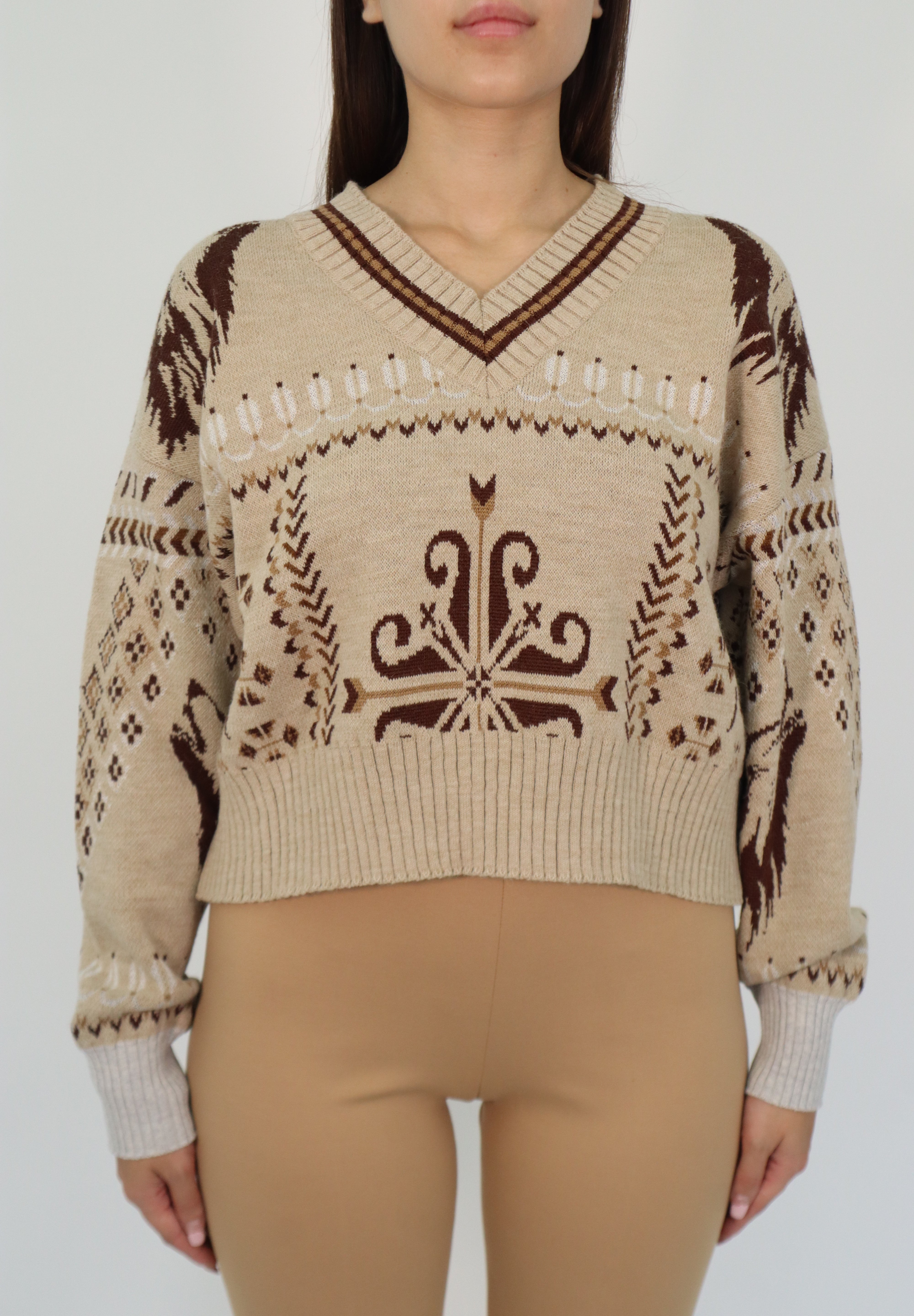 JACQUARD V-NECK SWEATER