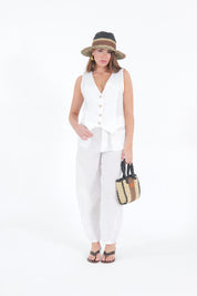 PANTALONE LINO BIANCO
