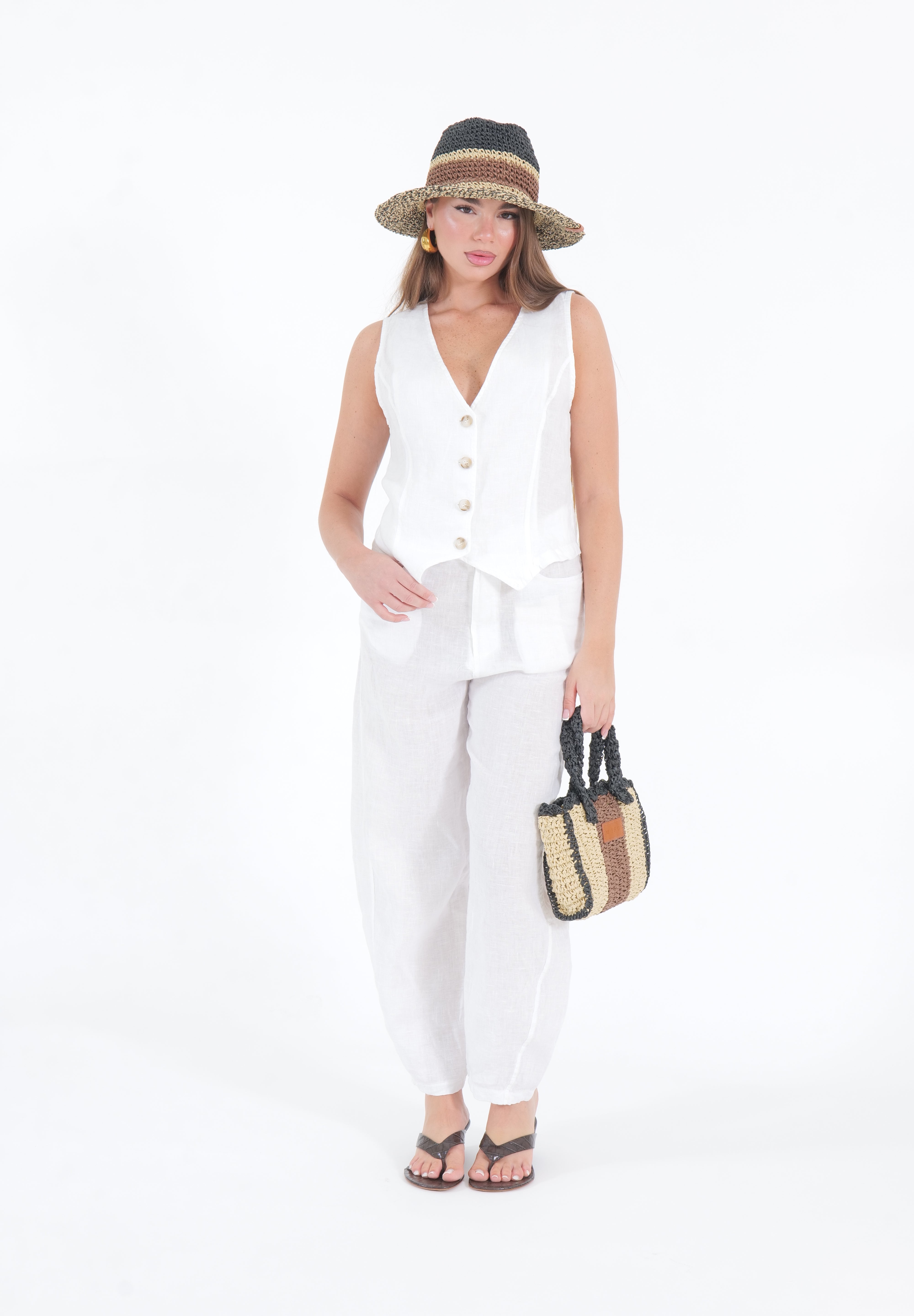 PANTALONE LINO BIANCO