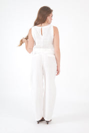 PANTALONE LINO PANNA