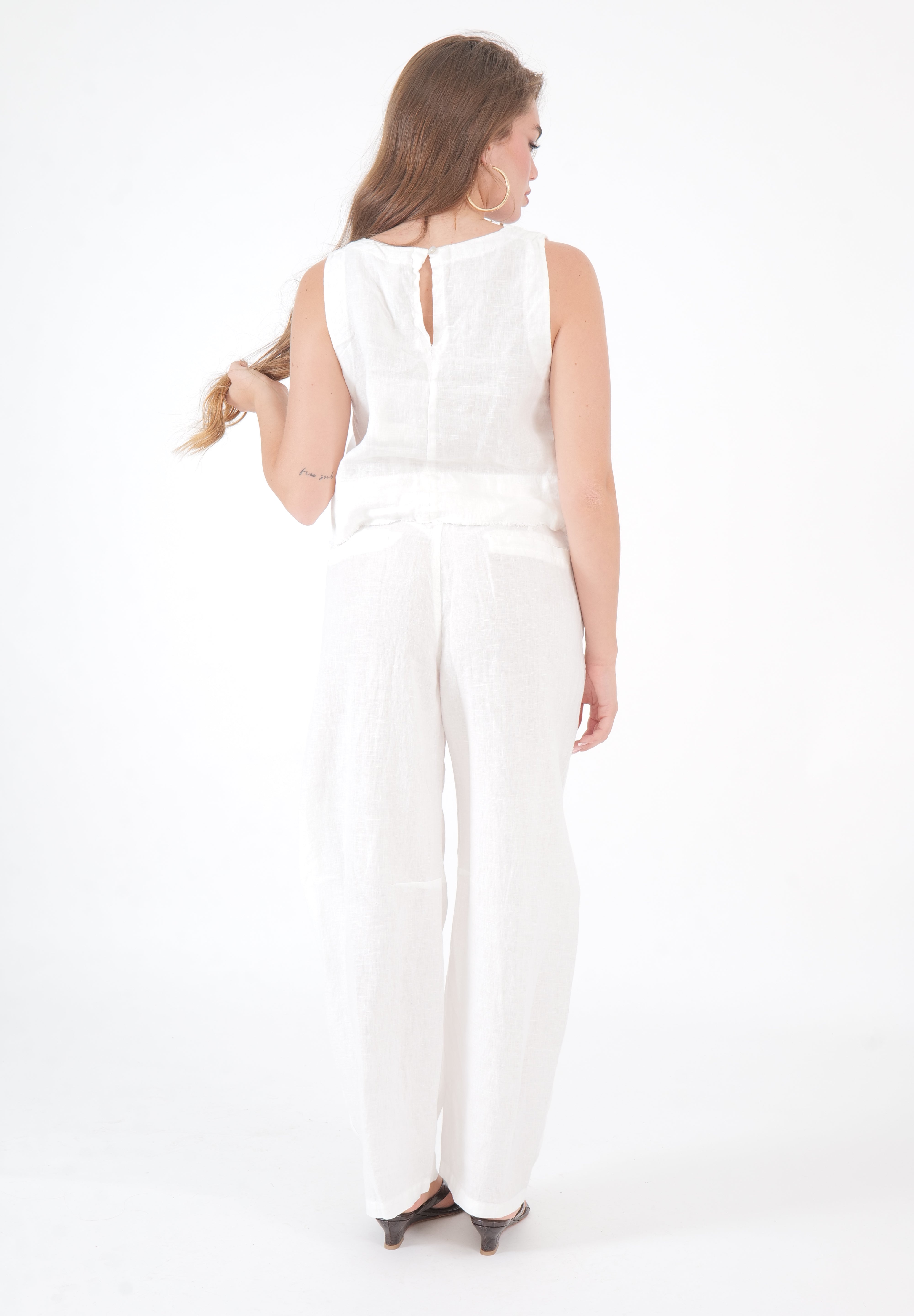 PANTALONE LINO PANNA