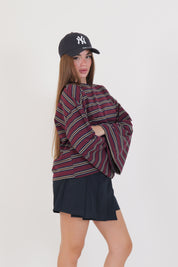T-SHIRT LINES BORDEAUX/BLU/MORO