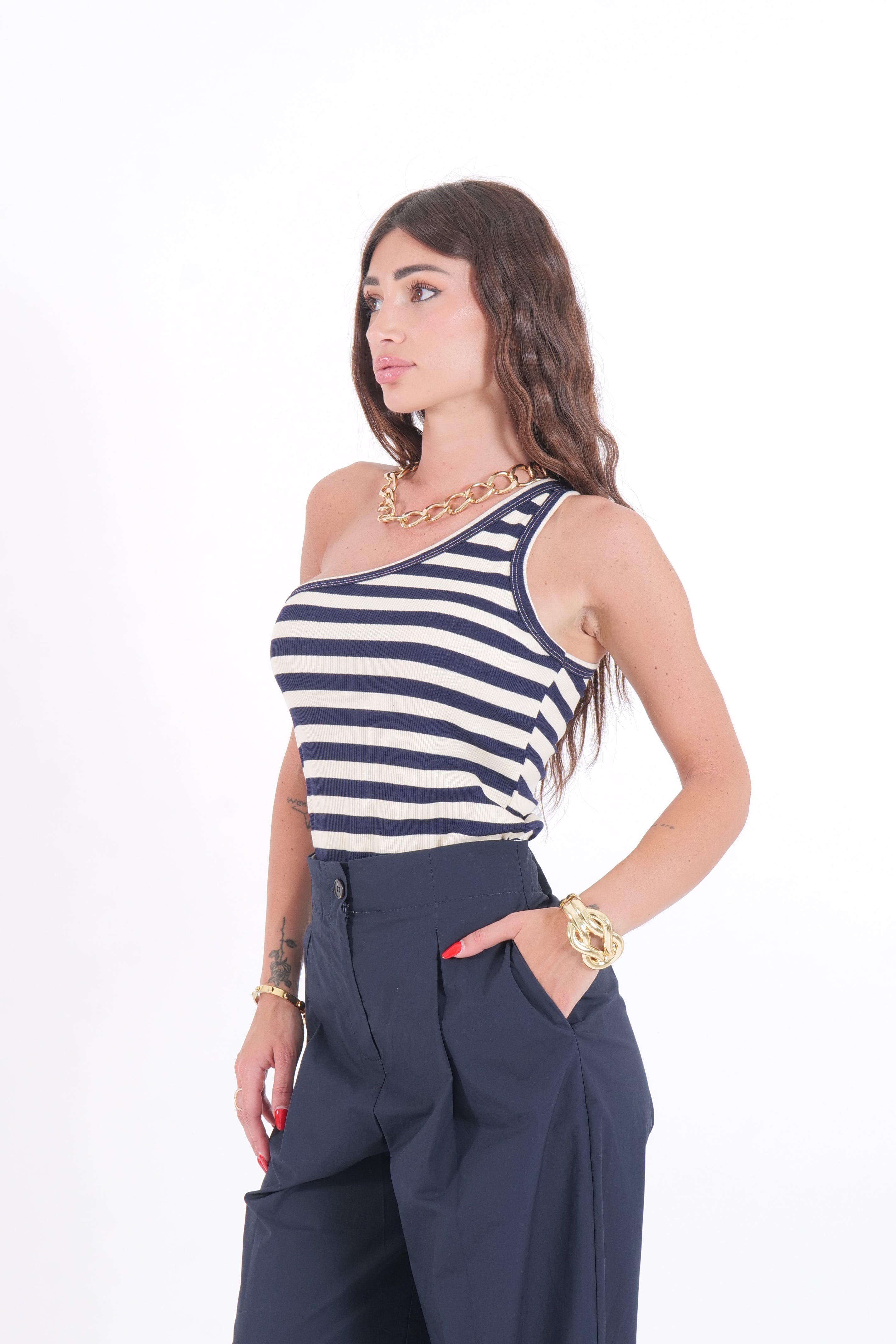 CANOTTA STRIPES BLU