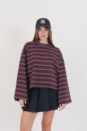 T-SHIRT LINES BORDEAUX/BLU/MORO