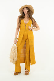 PANTALONE LUREX LACE SENAPE