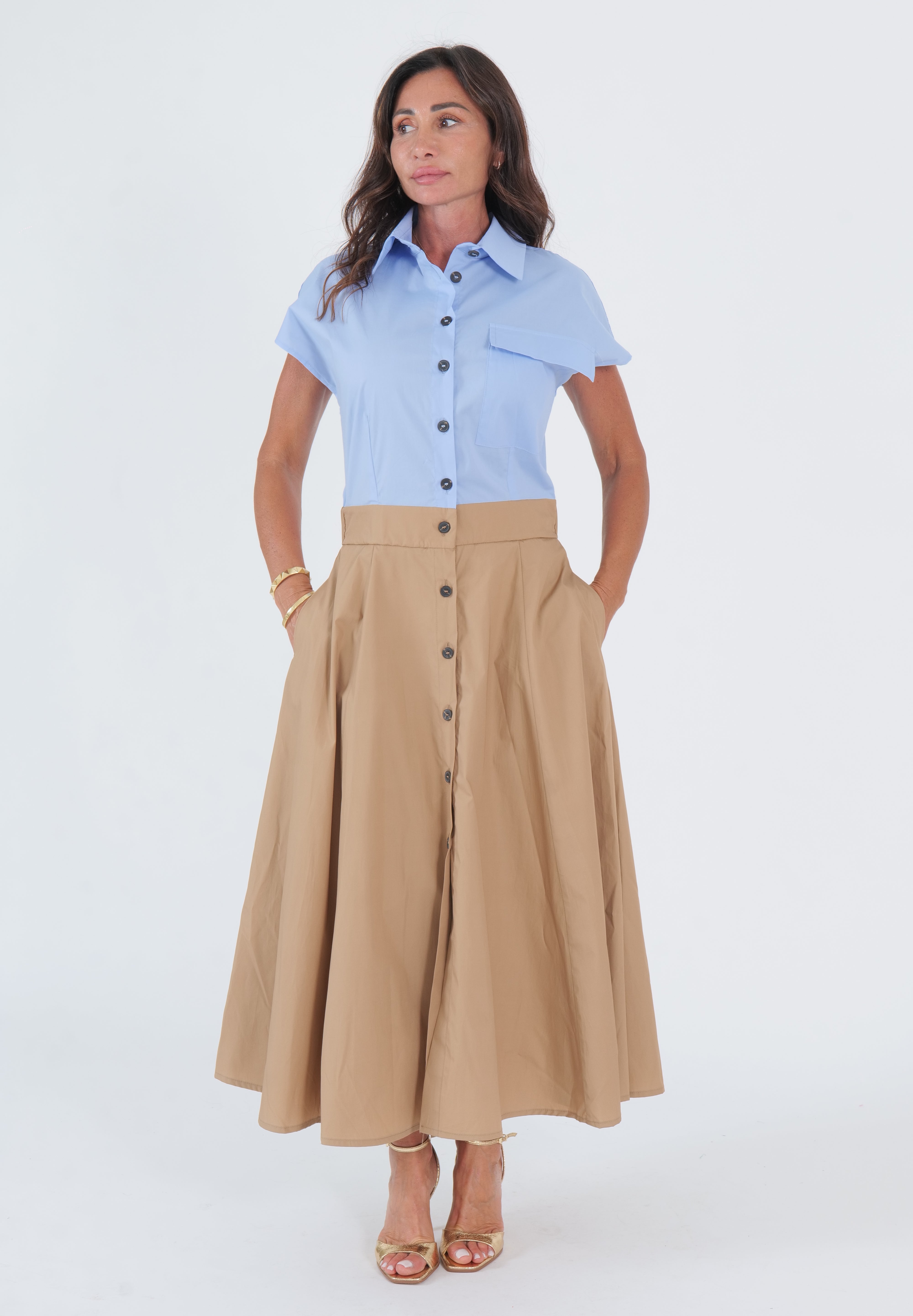 ABITO CAMICIA BLUE CAMEL