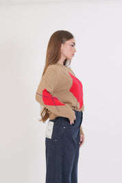MAGLIONE ROMBI CAMEL/ROSSO/VIOLA