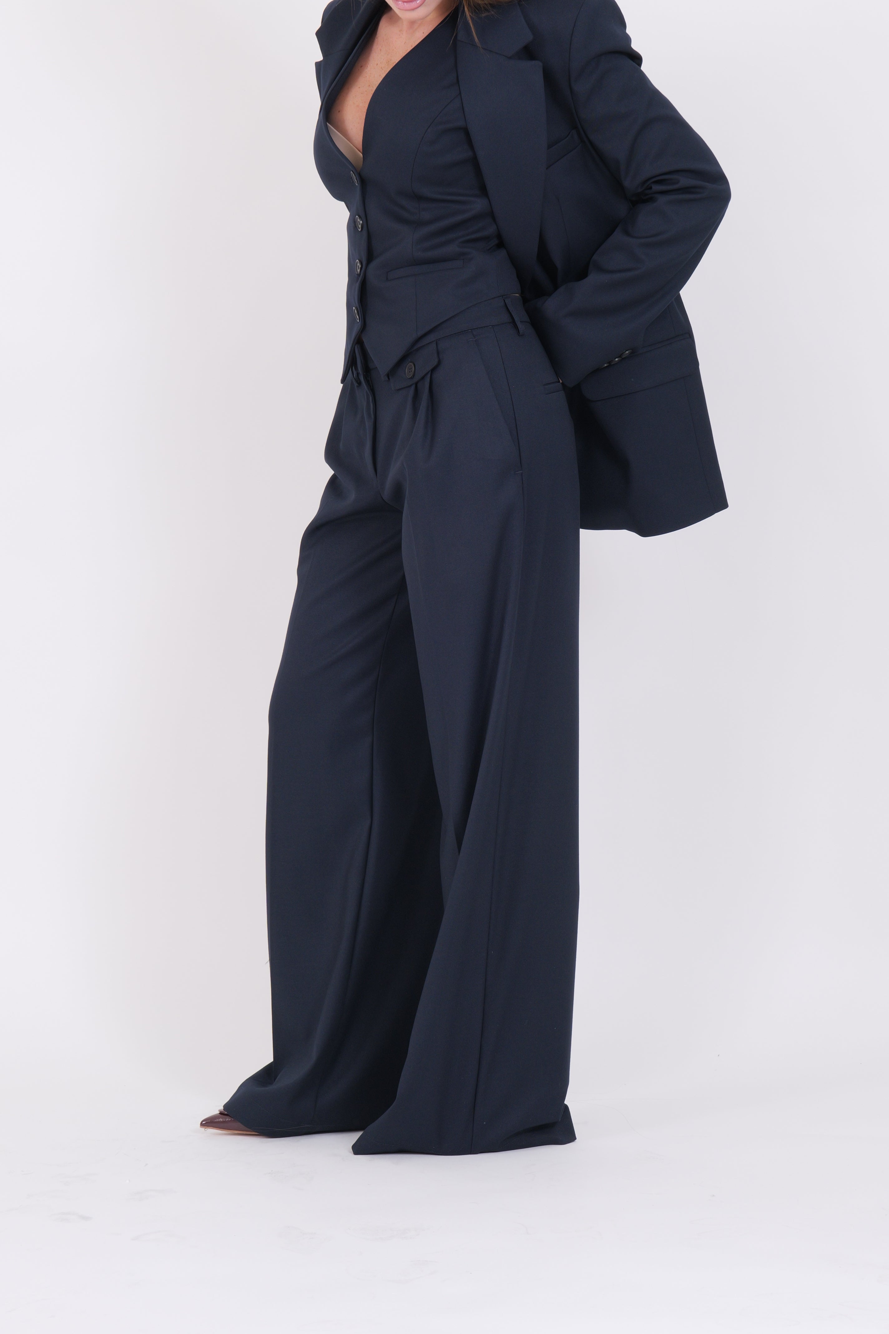 PANTALONE PINCES BLU