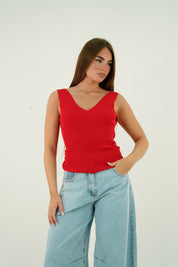 TOP SCOLLO V ROSSO