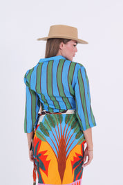 CAMICIA MUSSOLA RIGA VERDE/AZZURRO