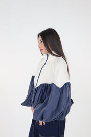 GIACCA BOMBER CUPRO BLU