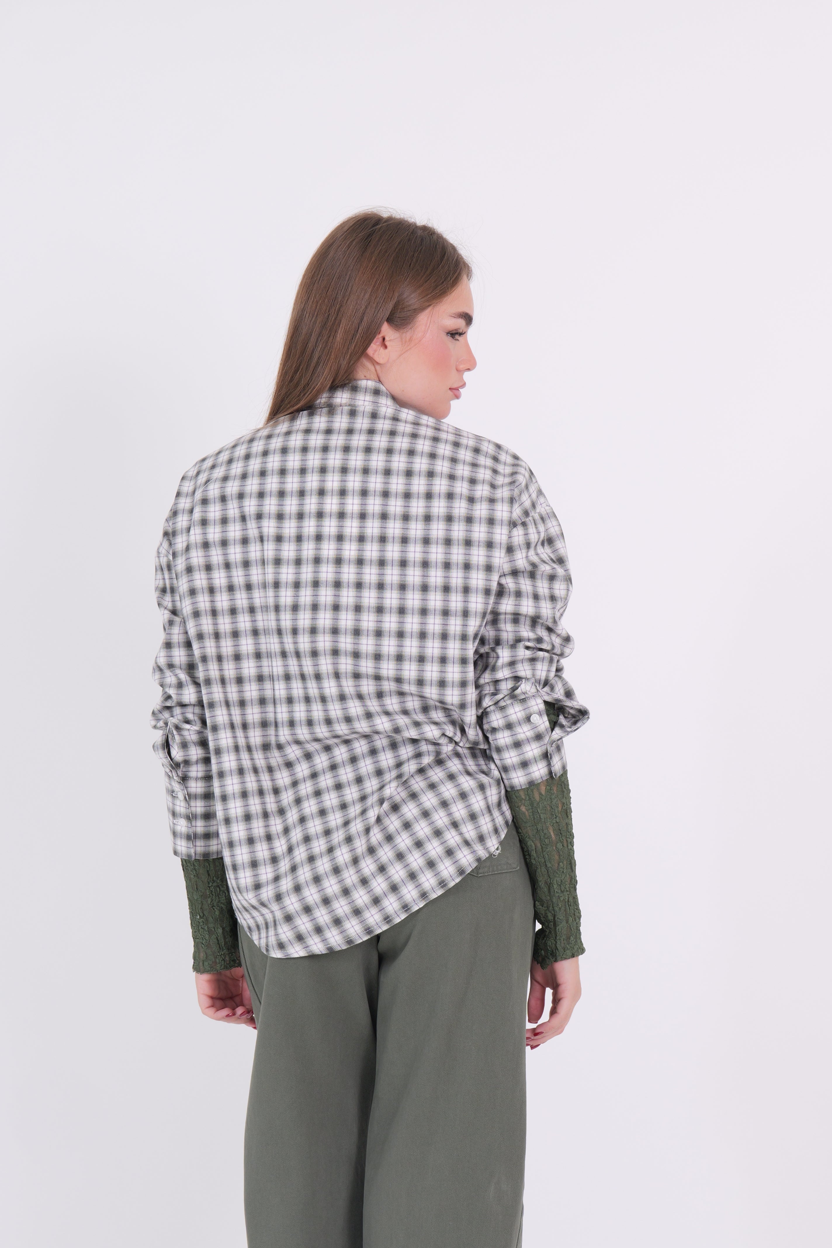 CAMICIA FIOCCO PANNA/VERDE