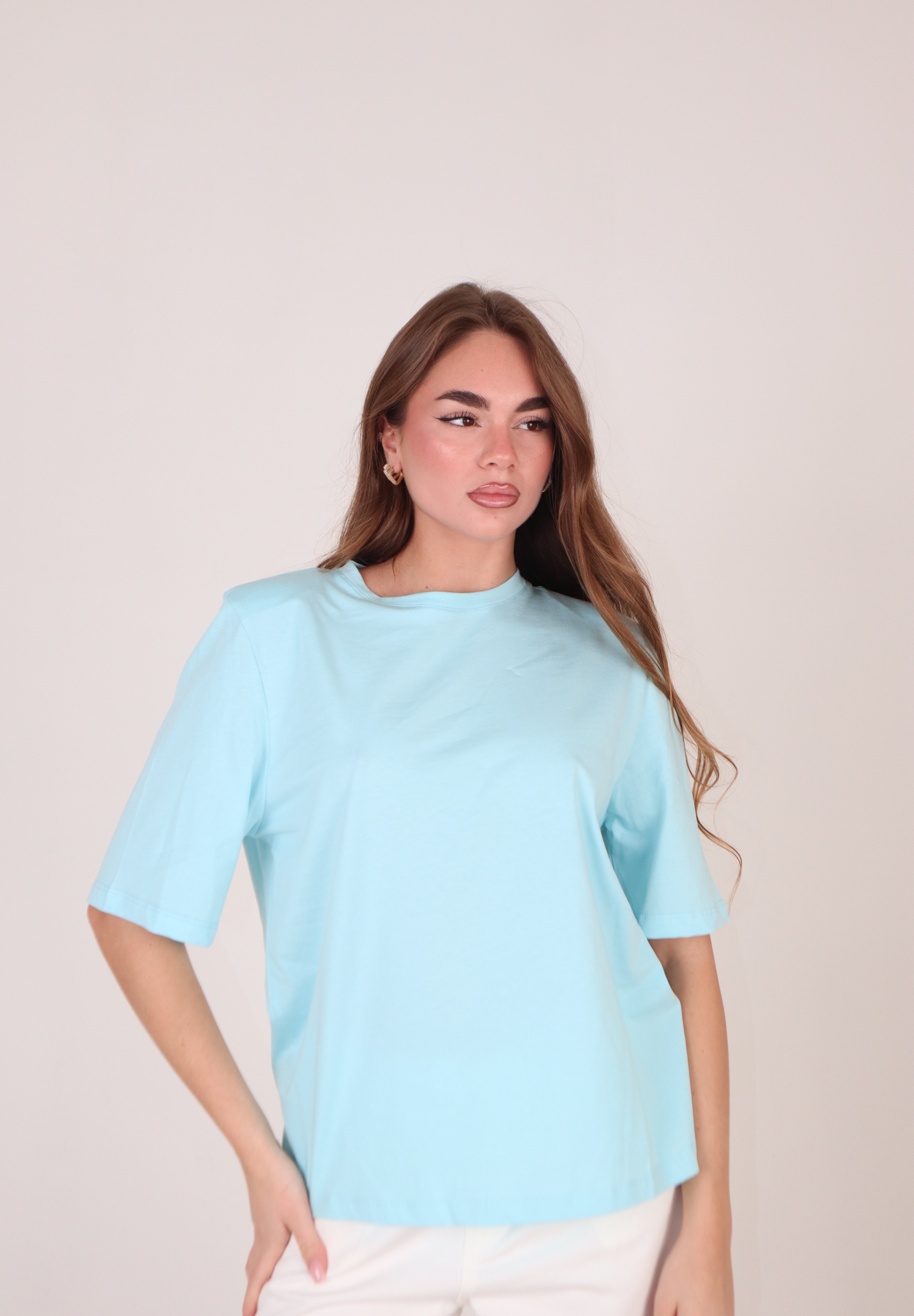 T-SHIRT SPALLINE COLORS AZZURRO
