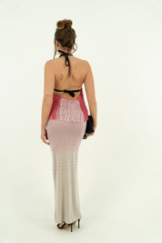 ABITO LUNGO LUREX ROSA
