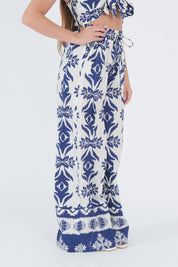 PANTALONE FLOWERS BLU
