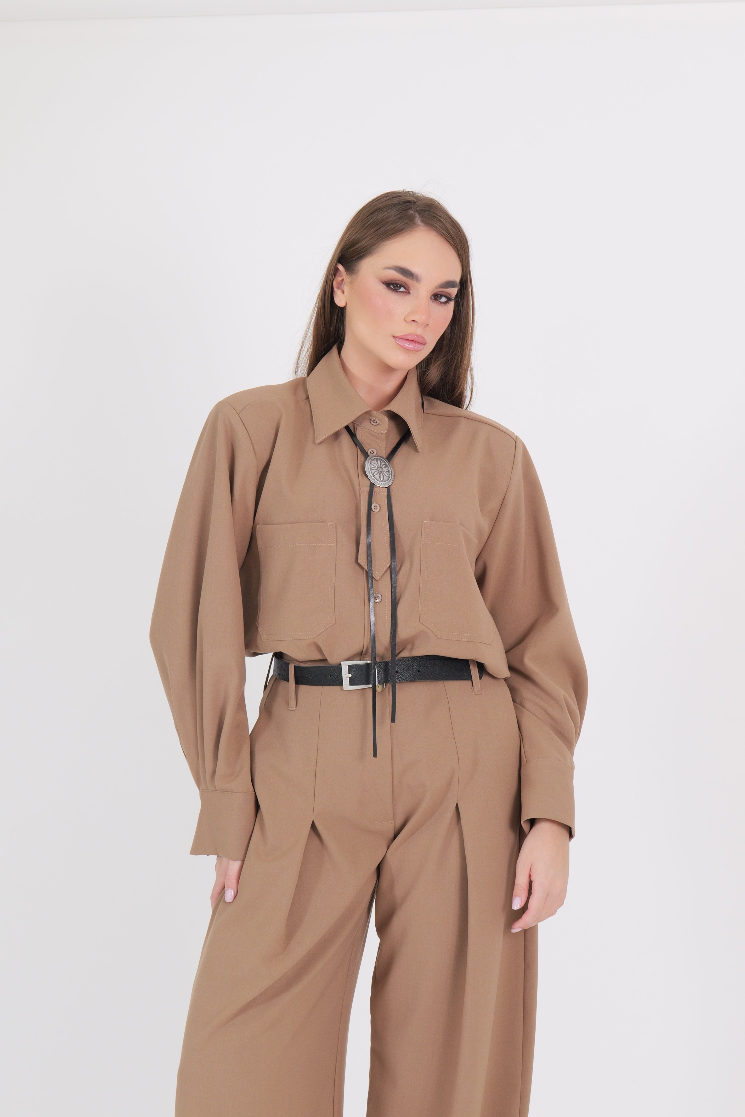 CAMICIA COW CAMMELLO