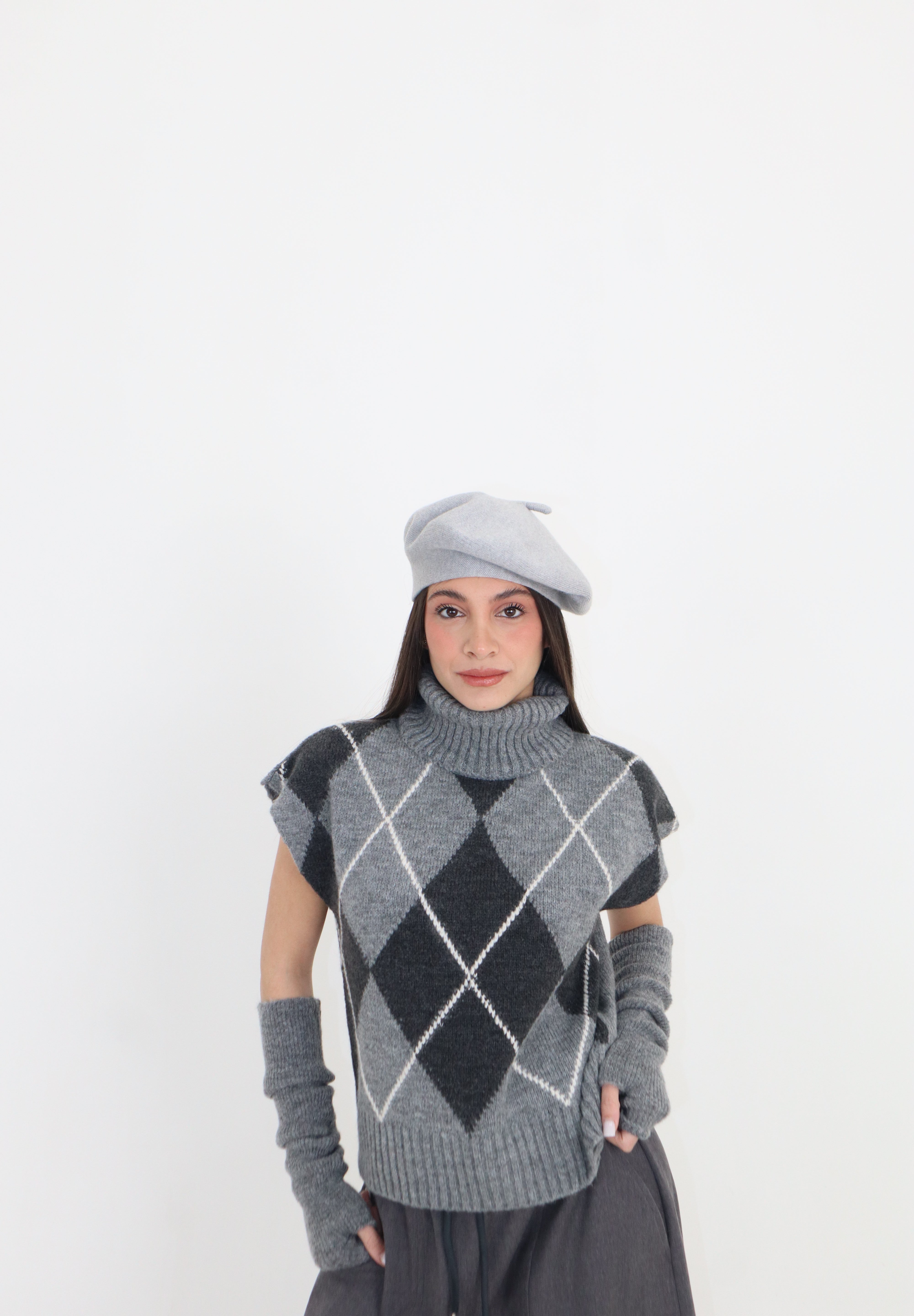 GILET COLLO ALTO ROMBI